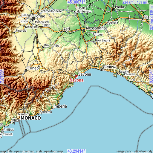 Topographic map of Savona