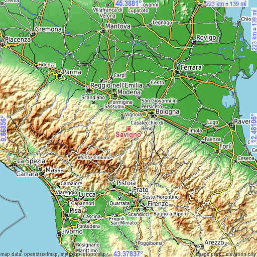 Topographic map of Savigno