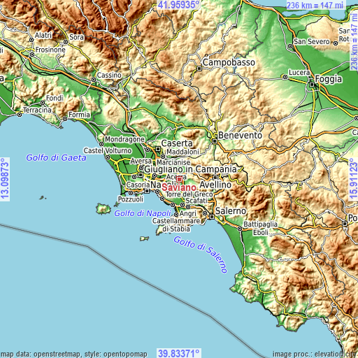 Topographic map of Saviano
