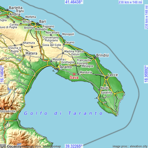 Topographic map of Sava