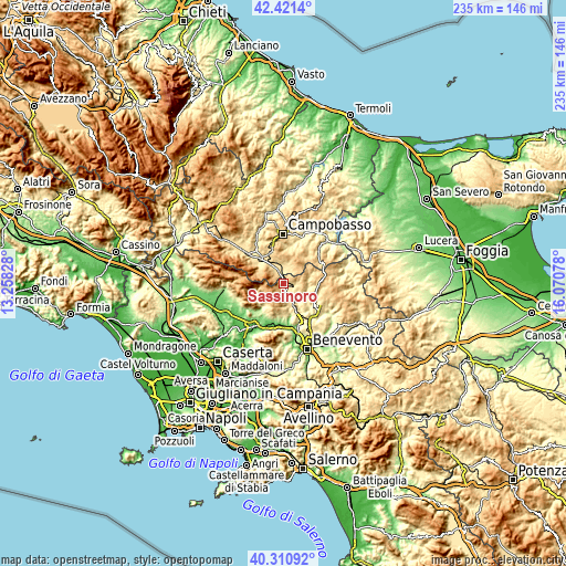 Topographic map of Sassinoro