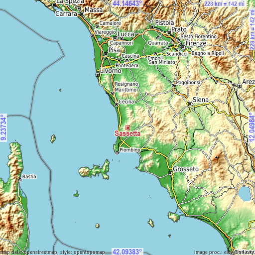 Topographic map of Sassetta