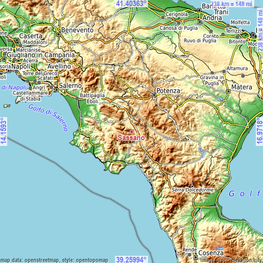 Topographic map of Sassano