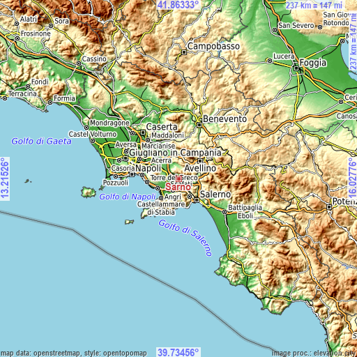 Topographic map of Sarno