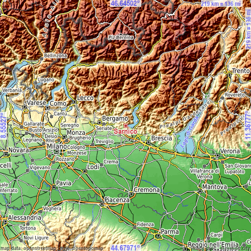 Topographic map of Sarnico