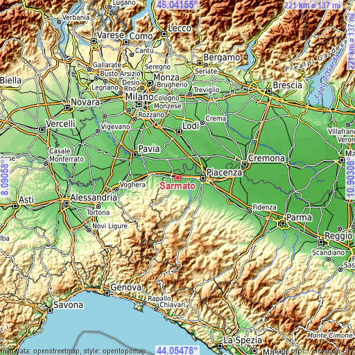 Topographic map of Sarmato