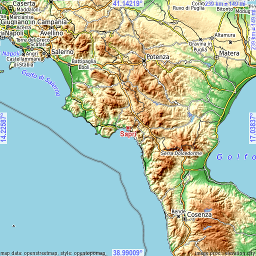 Topographic map of Sapri