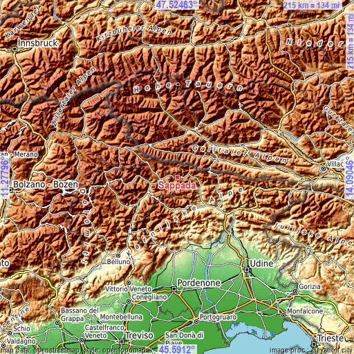 Topographic map of Sappada