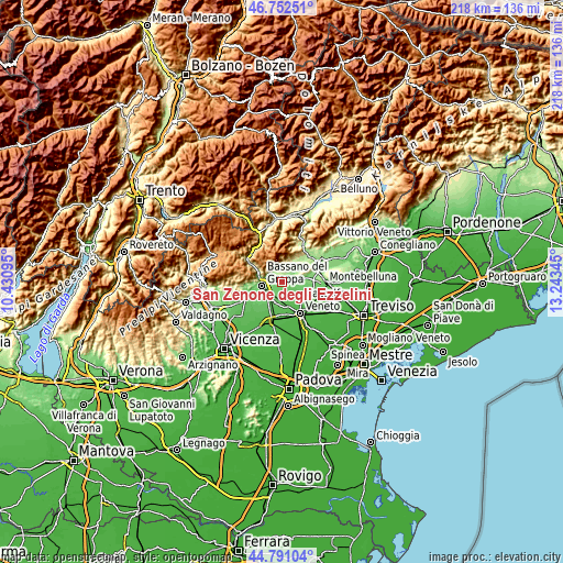 Topographic map of San Zenone degli Ezzelini