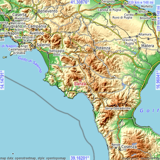 Topographic map of Sanza