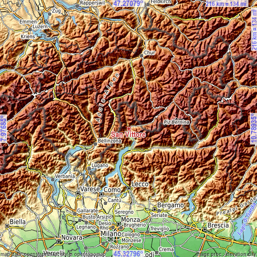 Topographic map of San Vittore