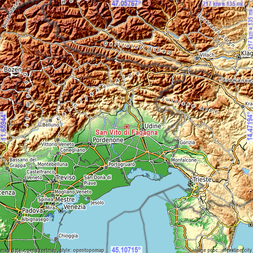 Topographic map of San Vito di Fagagna