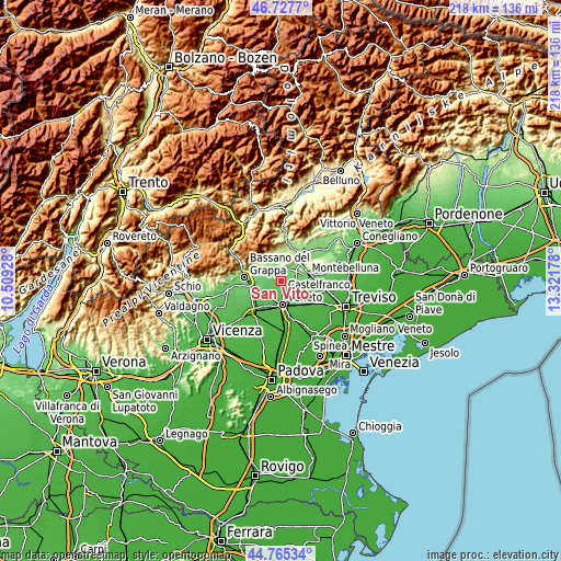 Topographic map of San Vito