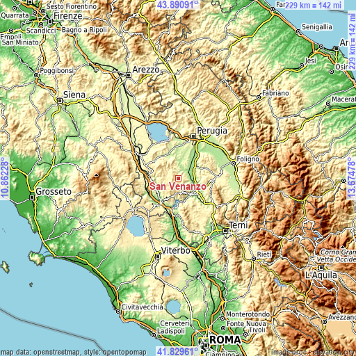 Topographic map of San Venanzo