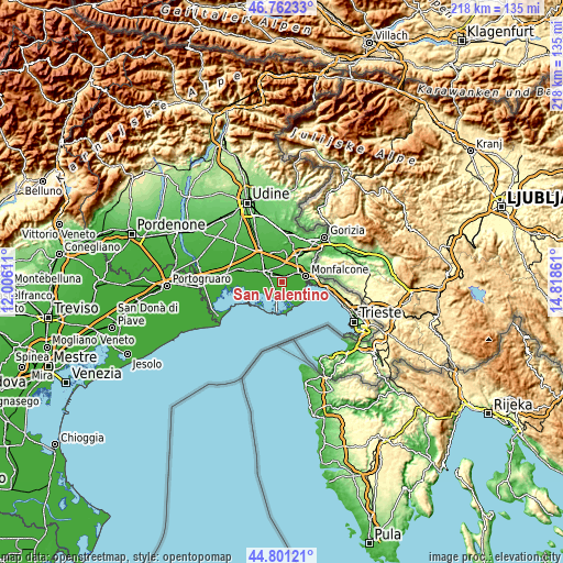 Topographic map of San Valentino