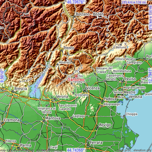 Topographic map of Santorso