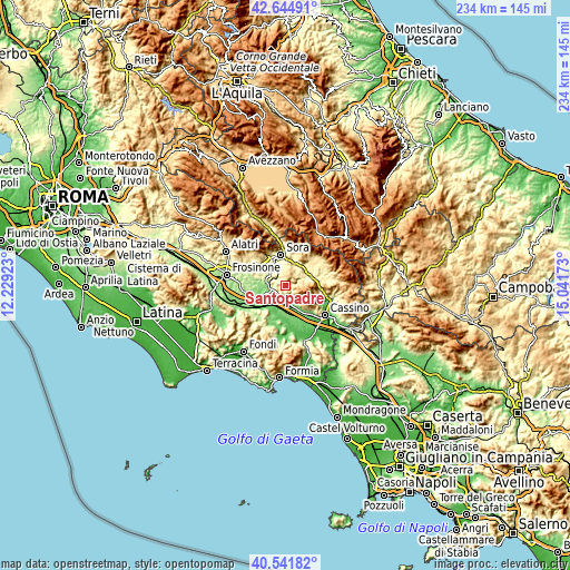 Topographic map of Santopadre