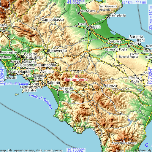 Topographic map of Santomenna