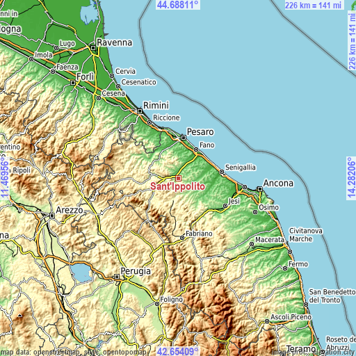 Topographic map of Sant'Ippolito