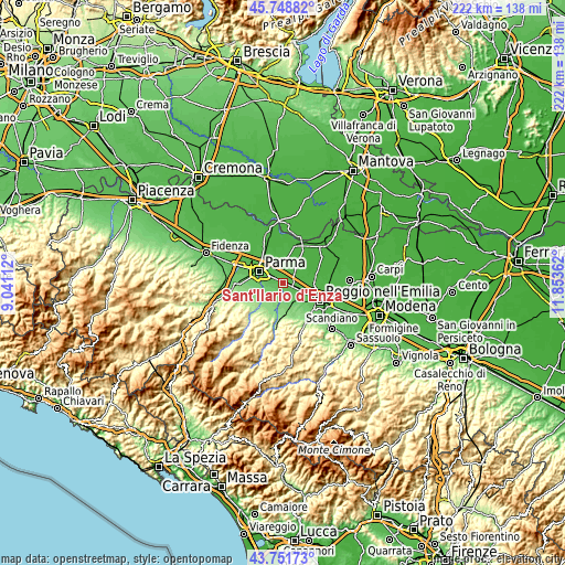 Topographic map of Sant'Ilario d'Enza