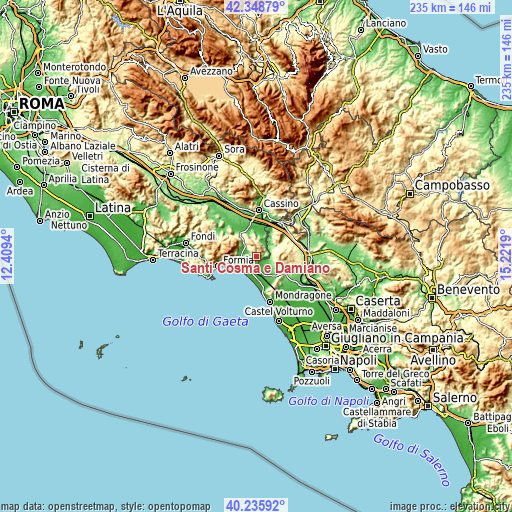 Topographic map of Santi Cosma e Damiano