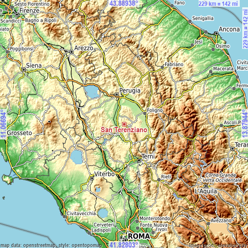 Topographic map of San Terenziano