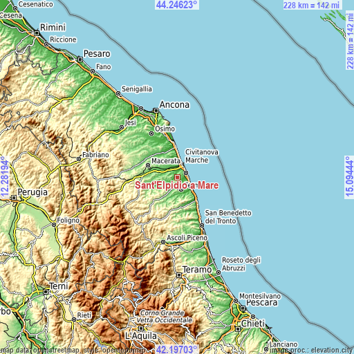 Topographic map of Sant'Elpidio a Mare