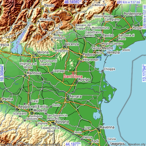 Topographic map of Sant'Elena