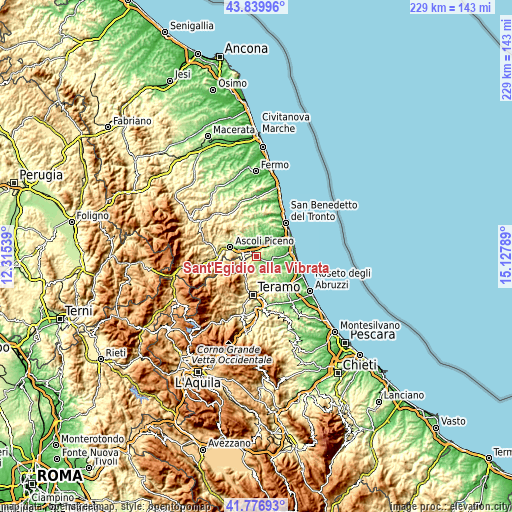 Topographic map of Sant'Egidio alla Vibrata