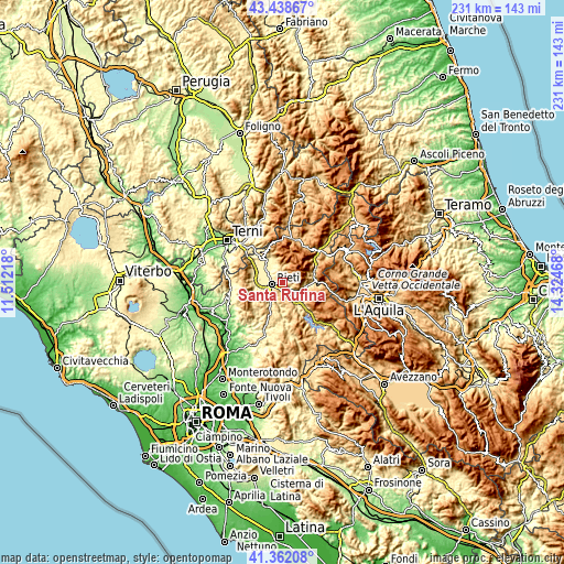 Topographic map of Santa Rufina