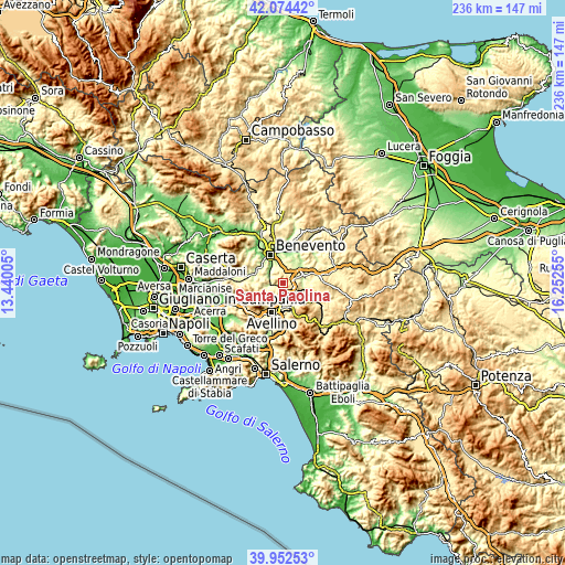 Topographic map of Santa Paolina