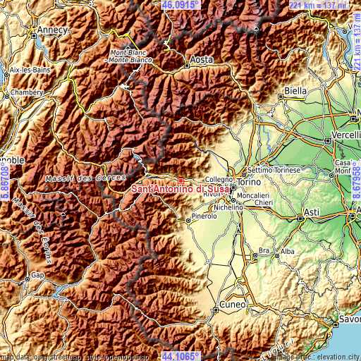 Topographic map of Sant'Antonino di Susa