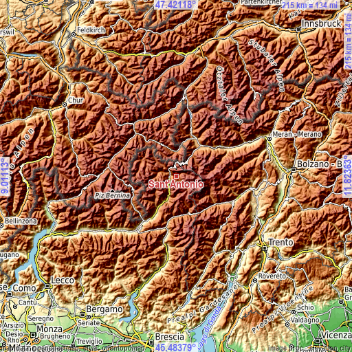 Topographic map of Sant'Antonio