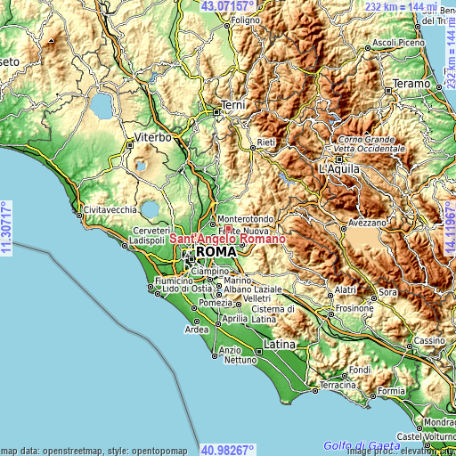Topographic map of Sant'Angelo Romano