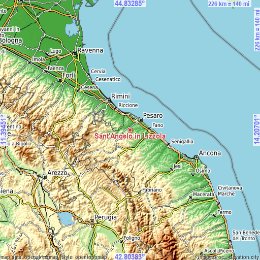 Topographic map of Sant'Angelo in Lizzola