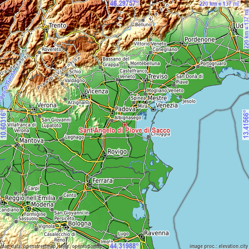 Topographic map of Sant'Angelo di Piove di Sacco