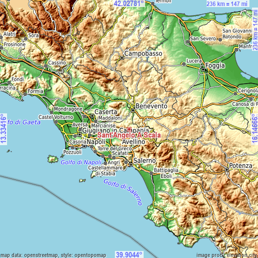 Topographic map of Sant'Angelo A Scala