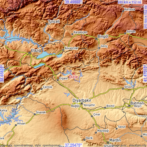 Topographic map of Dicle