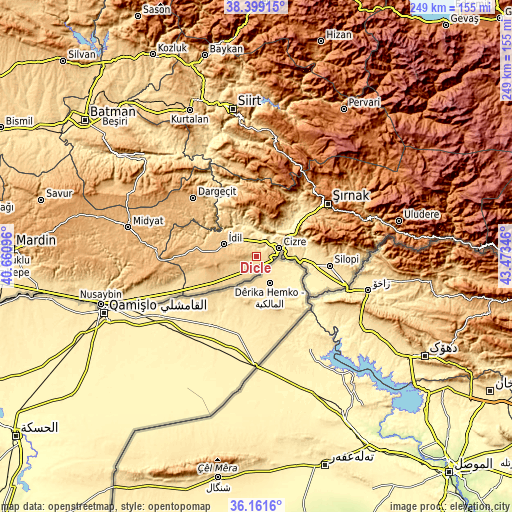 Topographic map of Dicle
