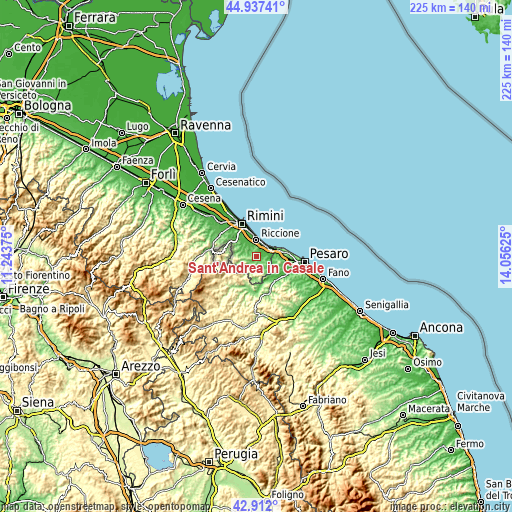 Topographic map of Sant'Andrea in Casale