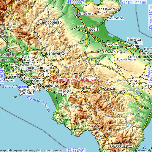 Topographic map of Sant'Andrea di Conza