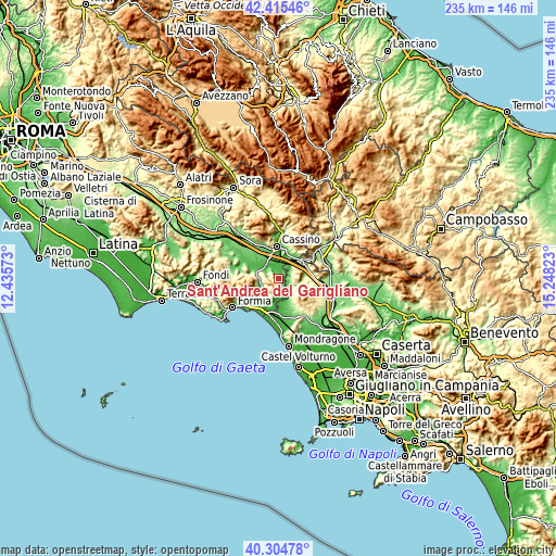 Topographic map of Sant'Andrea del Garigliano