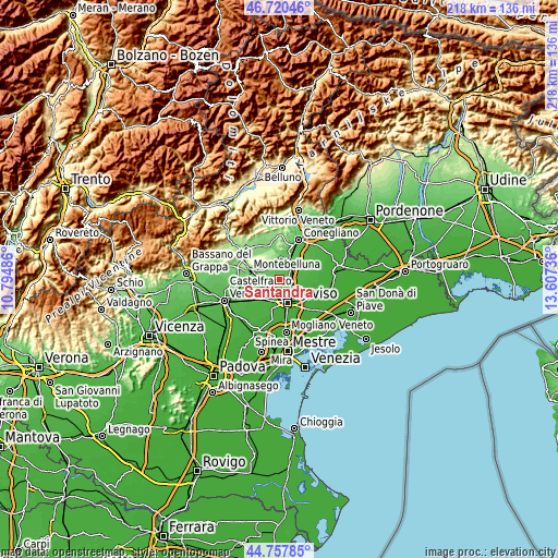 Topographic map of Santandrà