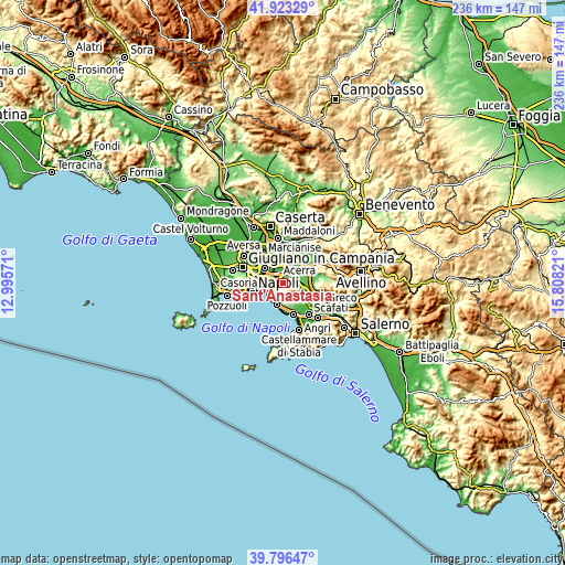 Topographic map of Sant'Anastasia