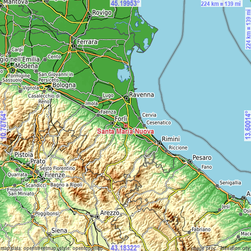 Topographic map of Santa Maria Nuova