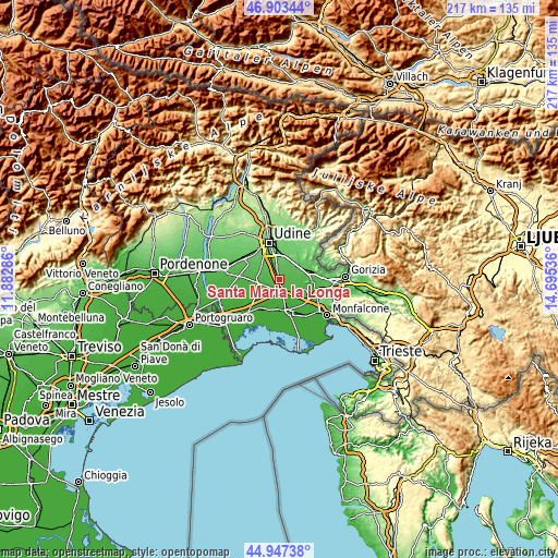 Topographic map of Santa Maria la Longa