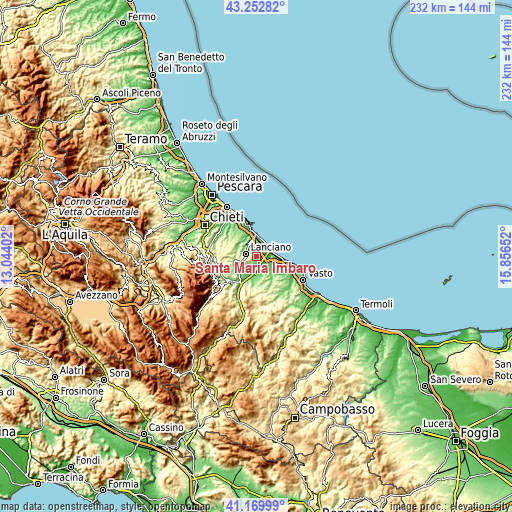 Topographic map of Santa Maria Imbaro