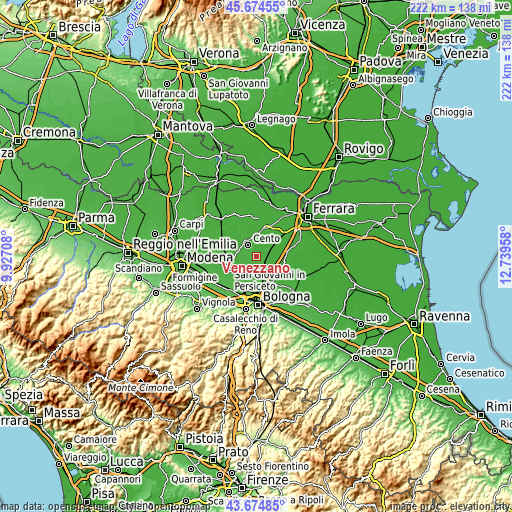 Topographic map of Venezzano