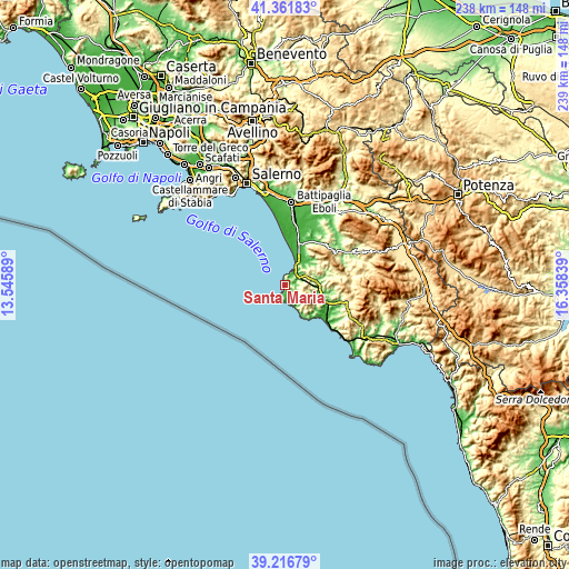 Topographic map of Santa Maria