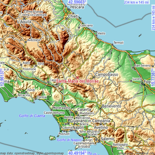 Topographic map of Santa Maria del Molise